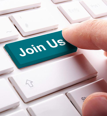 菁英招募,圖片中有一個手指正要按下鍵盤上的 join us 按鍵